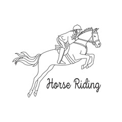 Design Horse Riding, Mes Riding Horse Line Art, Horse Drawing