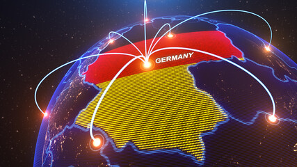 a world map of Germany, 3d rendering, - 438879489