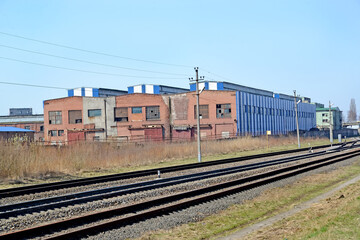Naklejka premium View of railway tracks and production shops of Kaliningrad Carriage Works