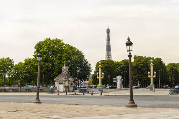 View to Eiffel Tower Paris France 