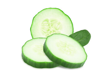 Cucumber slice isolated on white background. Cucumber on white.