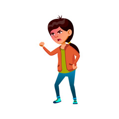 angry korean girl shouting at friend in park cartoon vector. angry korean girl shouting at friend in park character. isolated flat cartoon illustration
