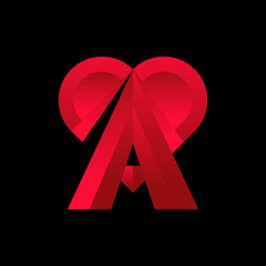 Letter A Love Vector Logo Design