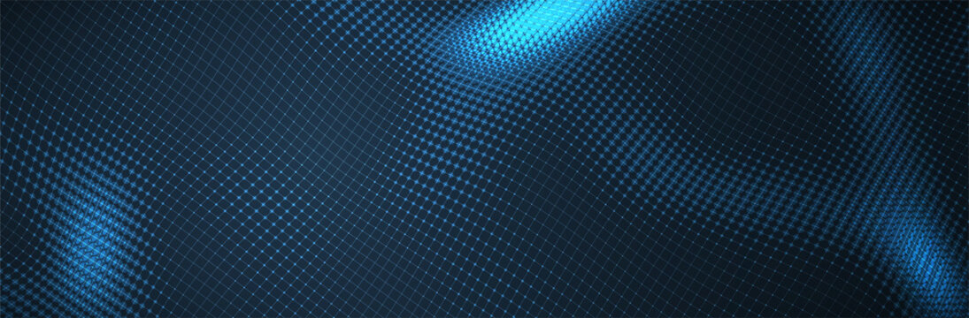 Abstract Blue Background. Dark 3d pattern. Virtual computer Landscape. Technology style. Sci-fi surface. Banner or presentation template. Vector illustration