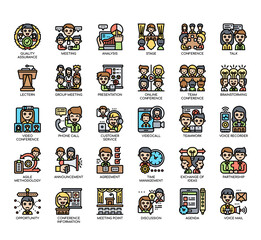 Set of Meeting and Conference thin line and pixel perfect icons for any web and app project.
