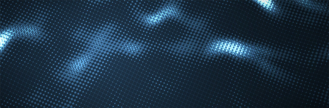 Abstract Blue Background. Dark 3d pattern. Virtual computer Landscape. Technology style. Sci-fi surface. Banner or presentation template. Vector illustration
