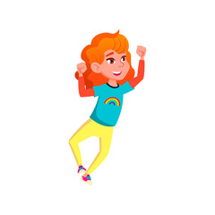 happy redhead girl kid celebrate victory in board game cartoon vector. happy redhead girl kid celebrate victory in board game character. isolated flat cartoon illustration