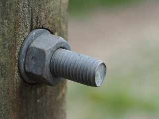 Close up of a bolt in a post