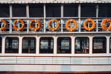 Obraz premium row of an organ ferry buoys