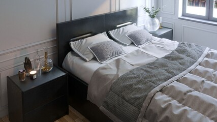 3d rendering luxury bedroom 