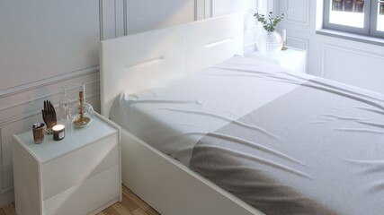 Fototapeta na wymiar 3d rendering luxury bedroom 