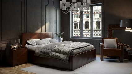3d rendering luxury bedroom 
