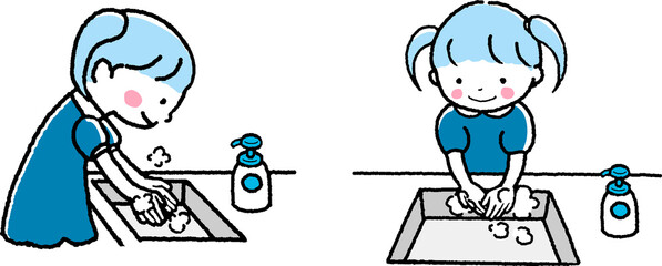 子どもが手を洗う