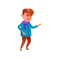 angry boy screaming at friend in snowy nature cartoon vector. angry boy screaming at friend in snowy nature character. isolated flat cartoon illustration