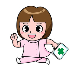 看護士　介護士　病院　病気　治療　イラスト素材