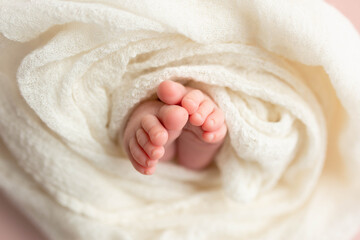small feet of a newborn baby. baby foot