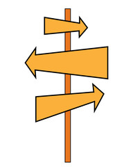 Direction road signs - arrows pointer isolated on white background. Road sign. Vector pointer. Direction of the path along the arrows. Vector illustration.
