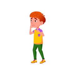 redhead sad boy lost favorite toy in park cartoon vector. redhead sad boy lost favorite toy in park character. isolated flat cartoon illustration