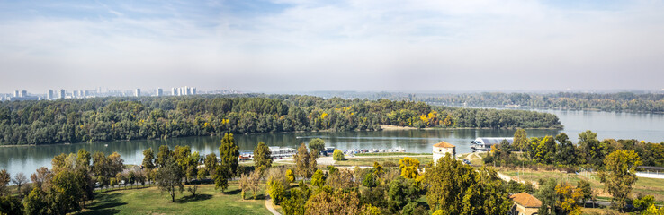 Fototapeta premium Kalemegdan Park (Kalemegdan) - Belgrade’s central park on a hill overlooking the Sava and Danube confluence, on the eastern side of the river Sava. Belgrade. Serbia.