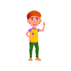 smart small boy kid has idea for resting vacation cartoon vector. smart small boy kid has idea for resting vacation character. isolated flat cartoon illustration