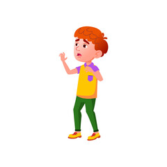 little boy with wide open eyes look at volcano cartoon vector. little boy with wide open eyes look at volcano character. isolated flat cartoon illustration