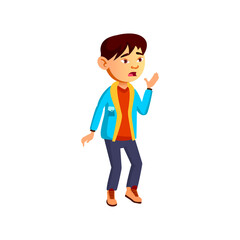 shocked korean boy look at high mountain cartoon vector. shocked korean boy look at high mountain character. isolated flat cartoon illustration