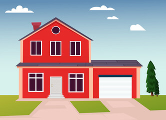 Modern simple family house with garage