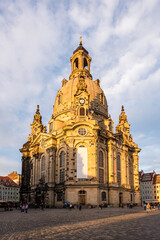 Fototapeta na wymiar The Dresden Frauenkirche is a Lutheran church in Dresden, the capital of the German state of Saxony. 