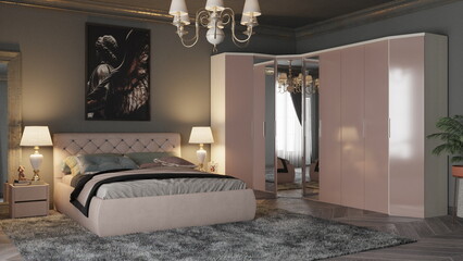 3d rendering luxury bedroom
