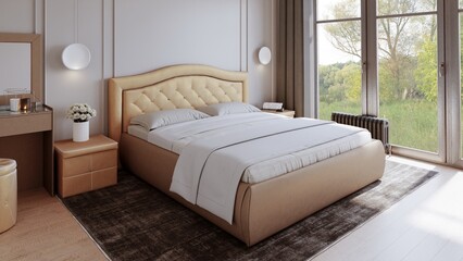 3d rendering luxury bedroom