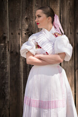 Fototapeta premium Slovak folklore. Slovakian folk girl.