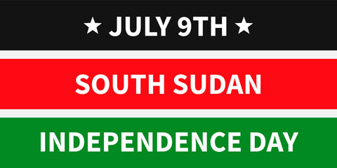 South Sudan Independence Day banner. National holiday celebrate on July 9. Vector template for typography poster, flyer, sticker, greeting card, postcard