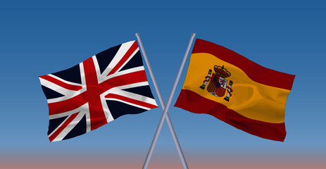 イギリスとスペインの国旗