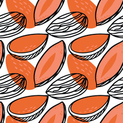 Almond nut vector seamless pattern. For fabric, textile, wallpaper in modern trendy style - 438891083