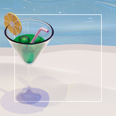 Summer Social Media Post Template With Beverage In Jar 3D Rendering