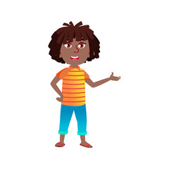 african girl showing toys collection in room cartoon vector. african girl showing toys collection in room character. isolated flat cartoon illustration