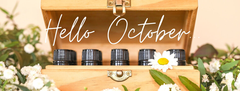 Essential Oil cover image featuring text "Hello October"