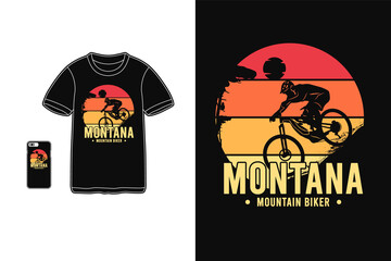 Montana mountain biker,t-shirt merchandise silhouette mockup typography