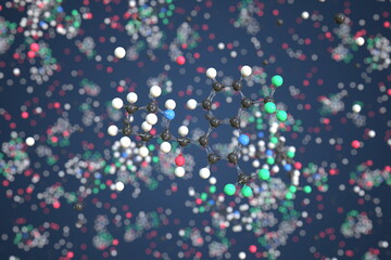 Fototapeta na wymiar Mefloquine molecule. Conceptual molecular model. Chemical 3d rendering