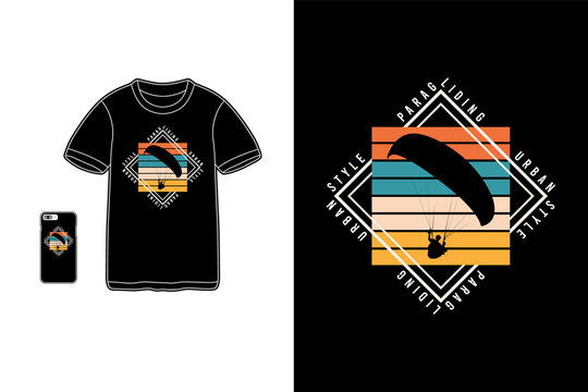 Paragliding,t-shirt merchandise siluet mockup typography