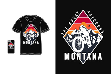Montana the great outdoors,t-shirt merchandise silhouette mockup typography