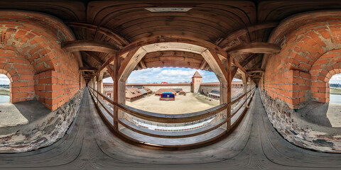 full seamless spherical hdri panorama 360 degrees angle viewinside a restored medieval castle in...