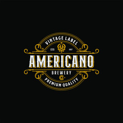 Vintage Americano Brewery Label Classic Vector Logo