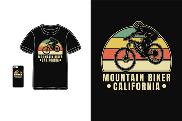 Mountain biker california,t-shirt merchandise silhouette mockup typography