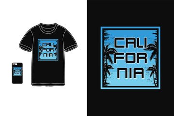 California,t-shirt merchandise silhouette mockup typography