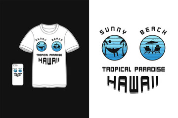 Sunny beach hawaii,t-shirt mockup silhouette merchandise mockup