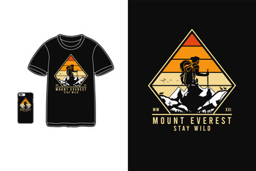 Mount everest stay wild,t-shirt merchandise silhouette retro style