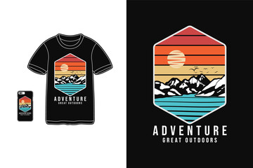 Adventure great outdoors,t-shirt merchandise silhouette retro style