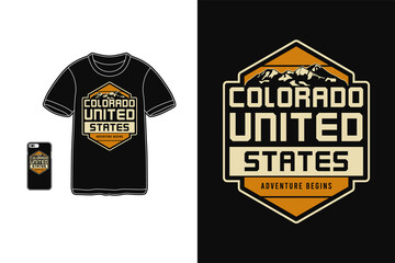 Colorado united states,t-shirt merchandise silhouette retro style