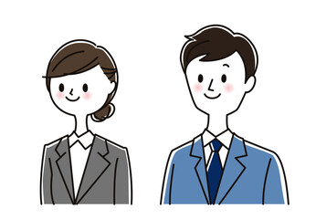斜め上を向くビジネスマン 男性 女性